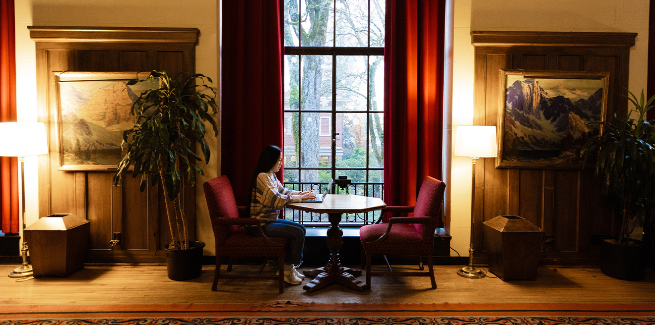 A student studies in the MU.